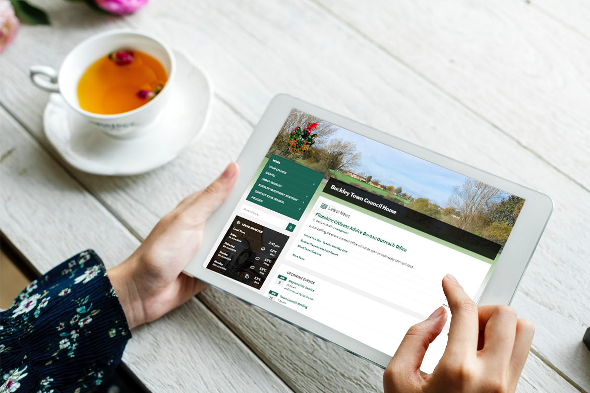 Buckley Town Council Website on a tablet